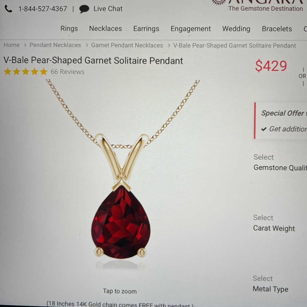 Pear shape garnet necklace